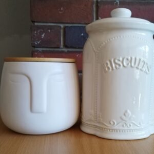 Ceramic Face Canister + Ceramic Moira Biscuit Jar