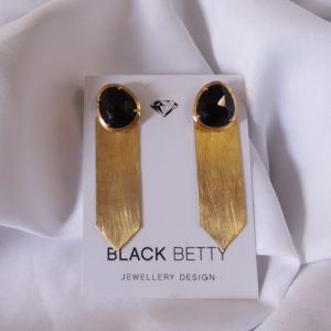 Stoned Angle Duo Set Earrings in Gold Plated Silver